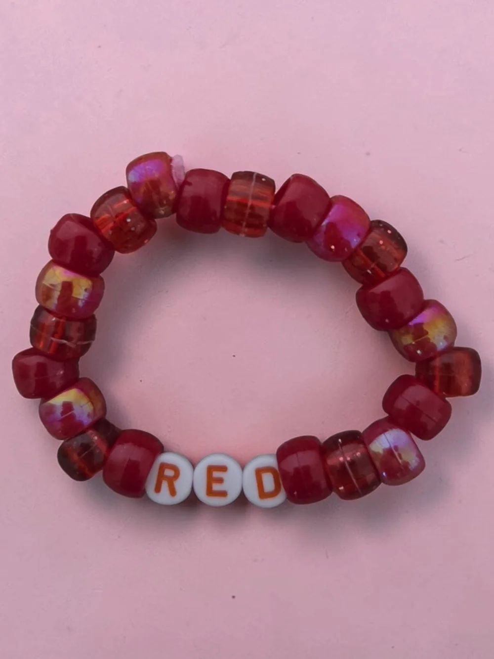 Kids Red Beaded Stretch Bracelet - Letter Accent